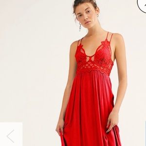 FREE PEOPLE Adella maxi slip dress RED